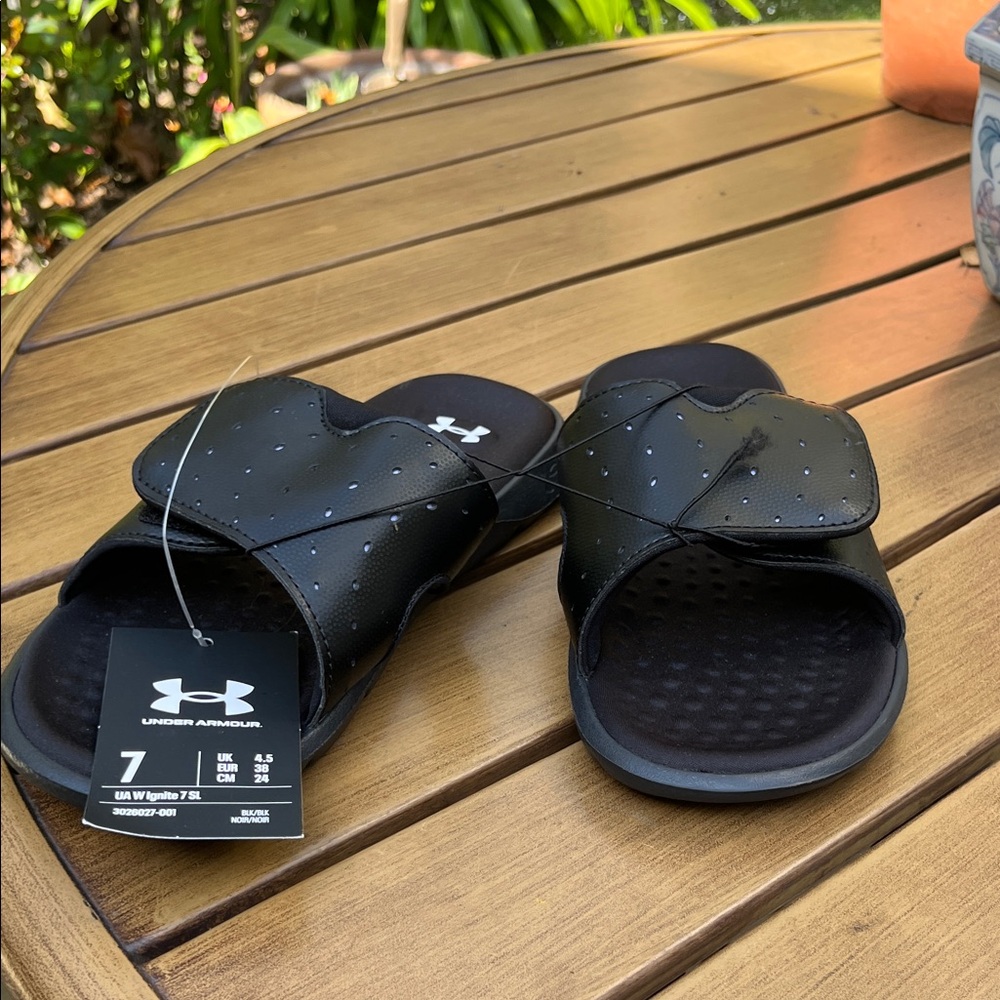 Under Armour Black Slide Sandals with Logo - Picture 2 of 6